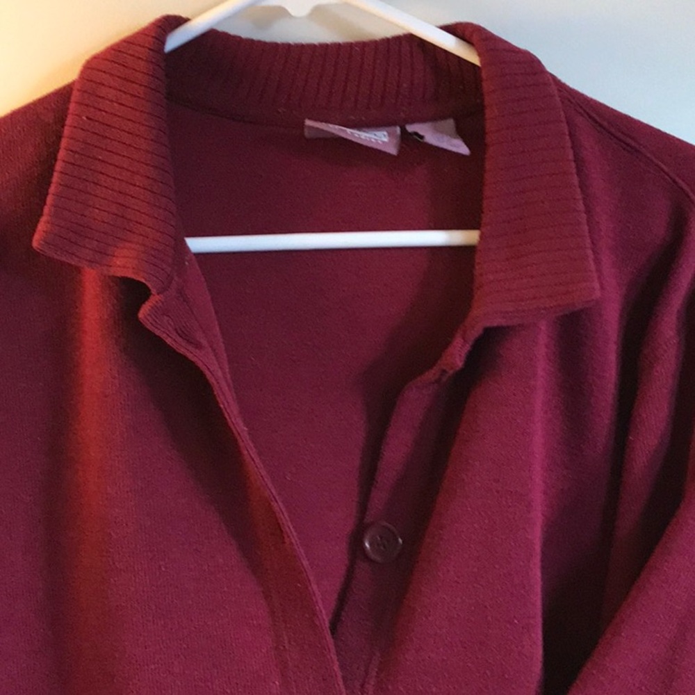 Nice Maroon Colored Button Down The Front Cardigan - image 3
